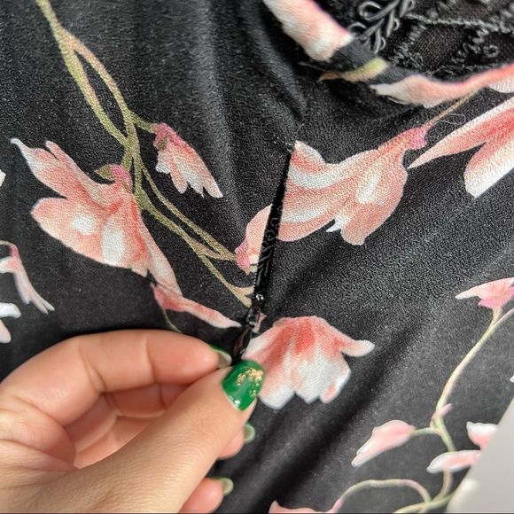 Sz XL Aeropostale Black Sleeveless Pink Floral Dress - Picture 8 of 10